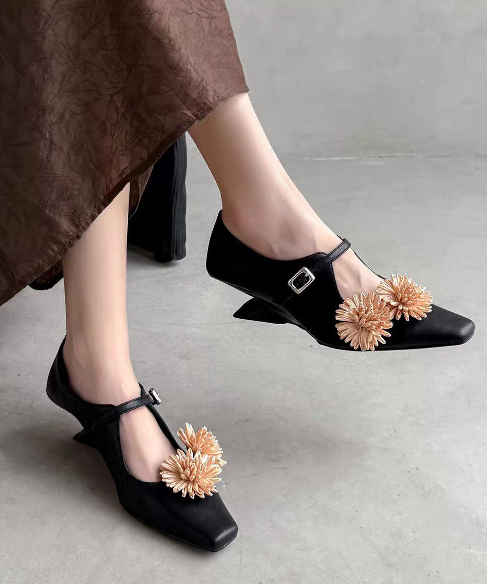 New Floral Splicing Wedge Heels Shoes Silver Faux Leather
