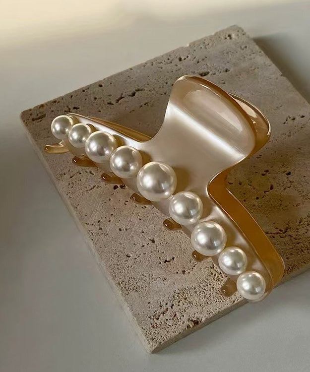 New French Style Apricot Acrylic Shark Pearl Hairpin