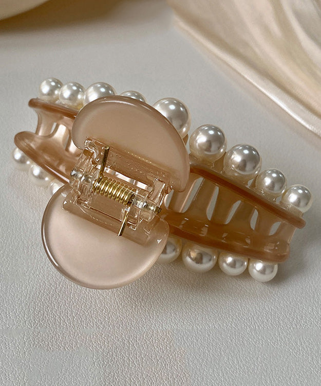 New French Style Apricot Acrylic Shark Pearl Hairpin