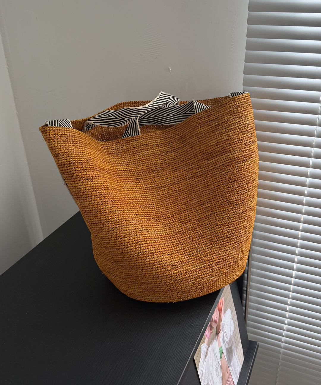 New Ginger Yellow Versatile Straw Woven Bucket Bag