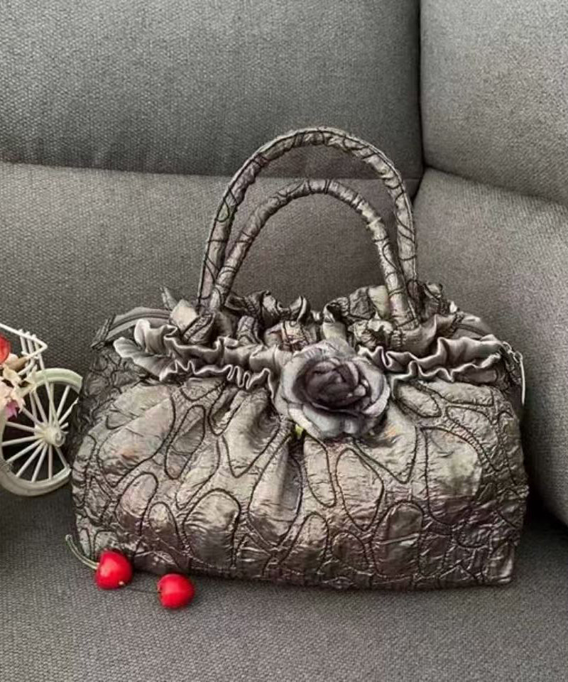 New Gold Versatile Wrinkled Flower Tote Handbag