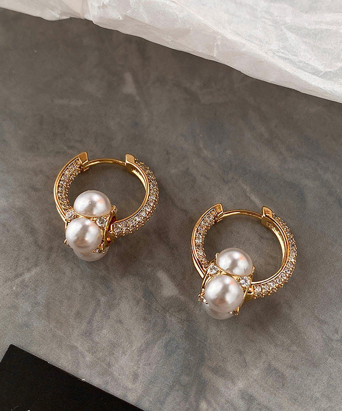 New Gold Zircon Gilding Pearl Earrings