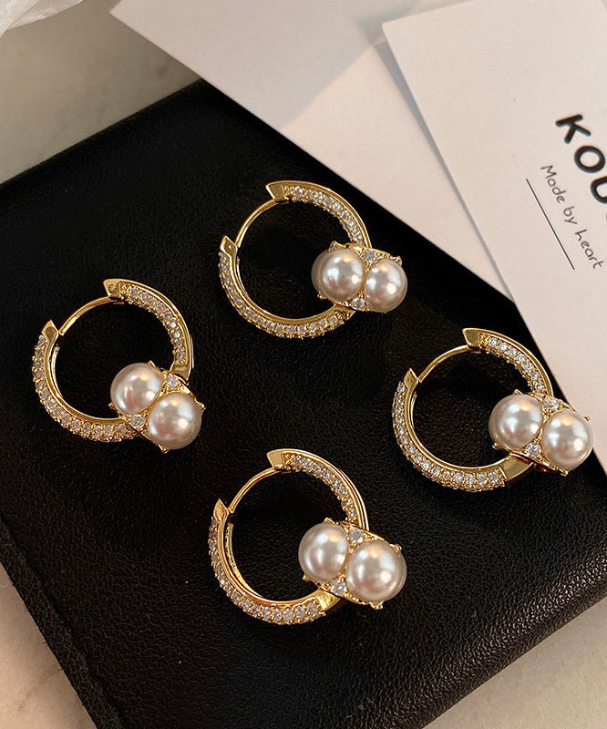 New Gold Zircon Gilding Pearl Earrings