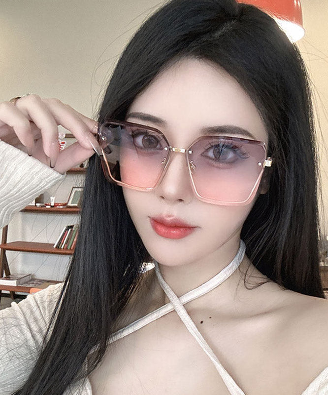New Gradient Color Pink Metal UV Protection Sunglasses