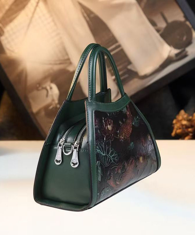 New Green Embossed Calf Leather Tote Bag