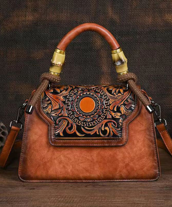 New Green Hand Carved Retro Chinese Style Tote Handbag
