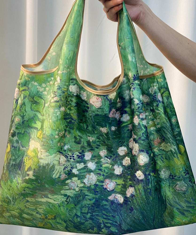 New Green Oil Painting Large Capacity Shoulder Bag