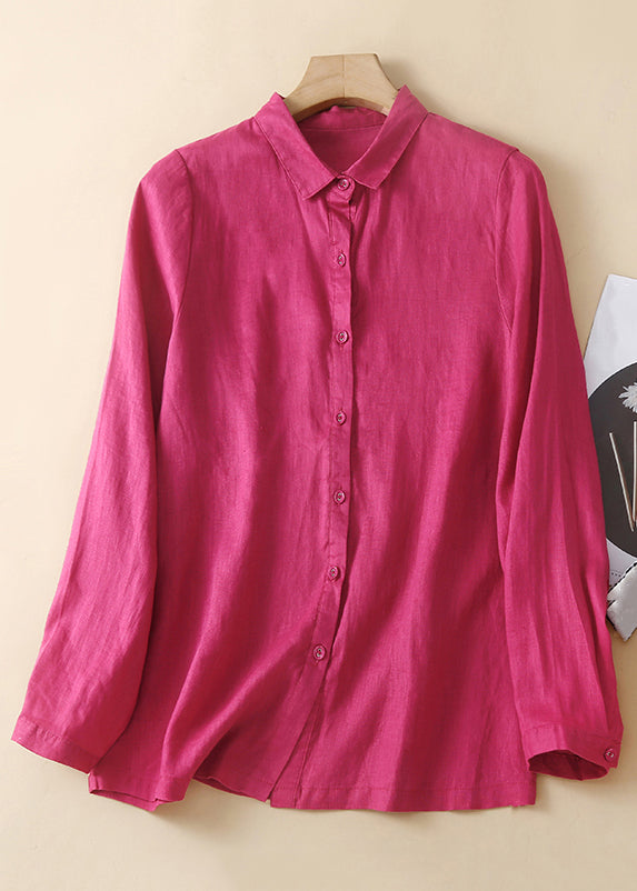 New Green Peter Pan Collar Button Solid Cotton Shirt Spring
