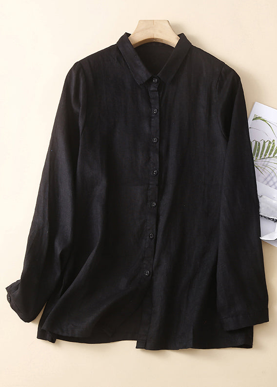 New Green Peter Pan Collar Button Solid Cotton Shirt Spring