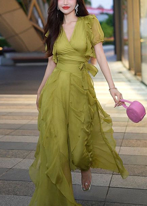 Urbann-Vibe Oversized Silk Chiffon Day Dress Brown For Women Breathable Summer Comfort main image 1