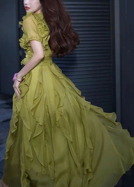 Deep V Neck Chiffon Low Back Dresses Mint Green main image 0