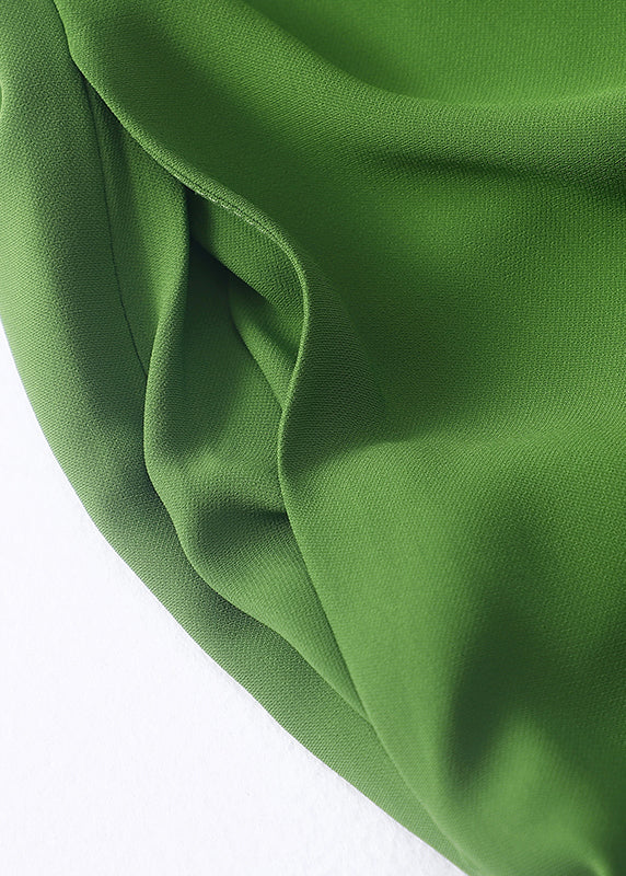 New Green Zippered Pockets Chiffon Spaghetti Strap Jumpsuit Sleeveless