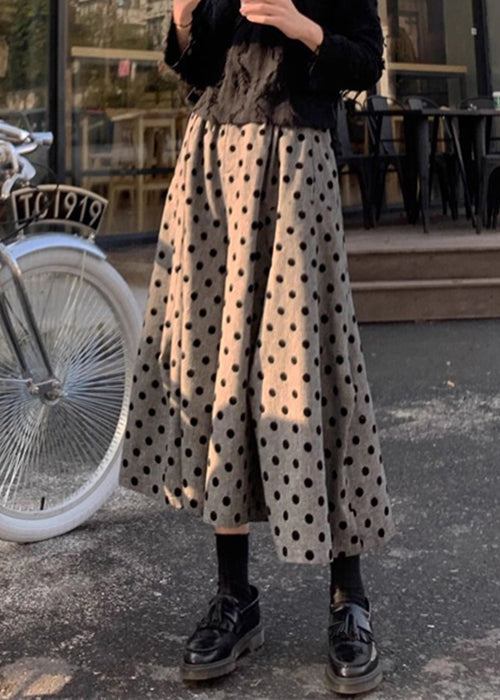 New Grey Dot Elastic Waist Cotton Wide Leg Pants Summer
