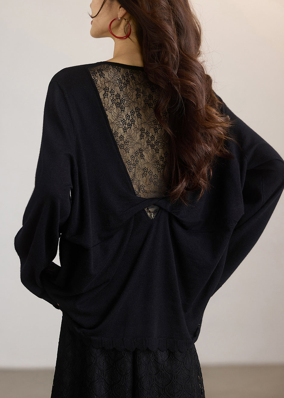 New Grey O Neck Lace Patchwork Cotton T Shirts Tops Spring