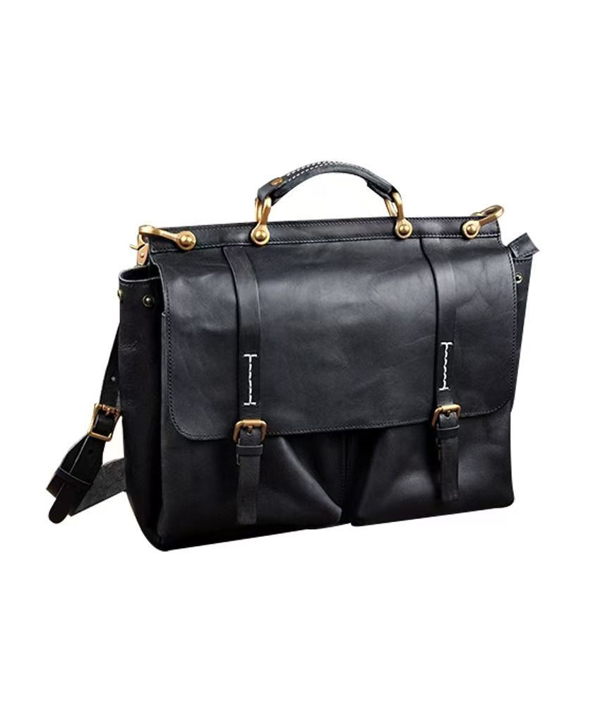 New Handmade Men's Coffee Calf Leather Message Bag