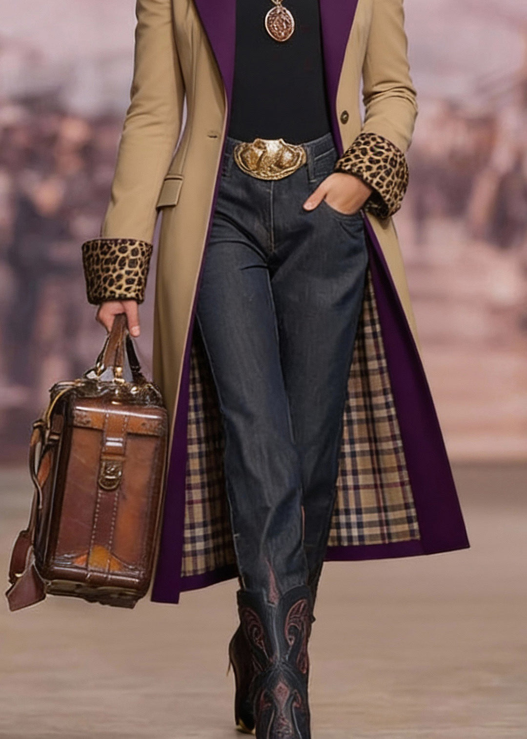 New Khaki Peter Pan Collar Pockets Patchwork Cotton Trench Spring