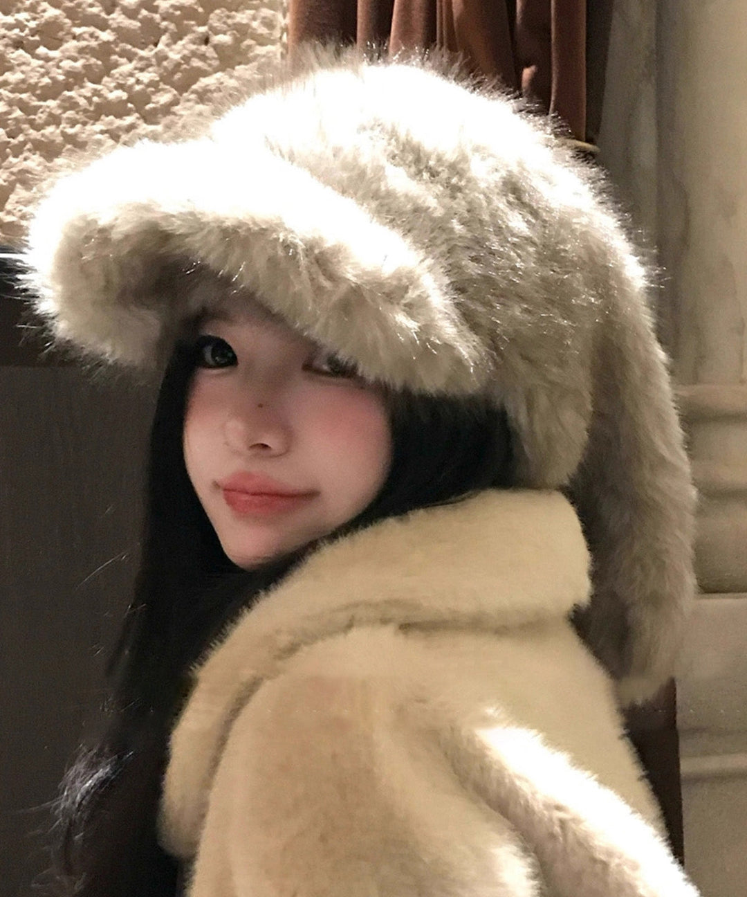 New Korean Cute Brown Warm and Versatile Plush Hat