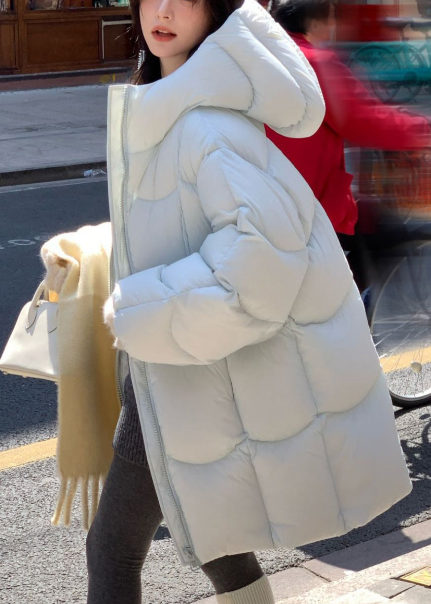 New Light Blue Hooded Zippered Pockets Duck Down Down Coats Winter