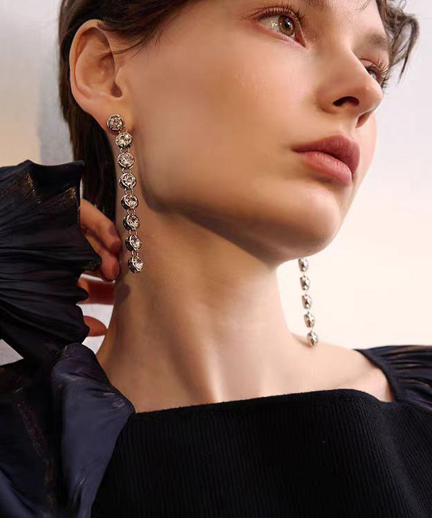 New Light Luxury Tassel Zircon Earrings