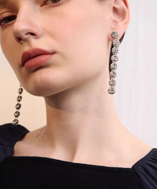 New Light Luxury Tassel Zircon Earrings