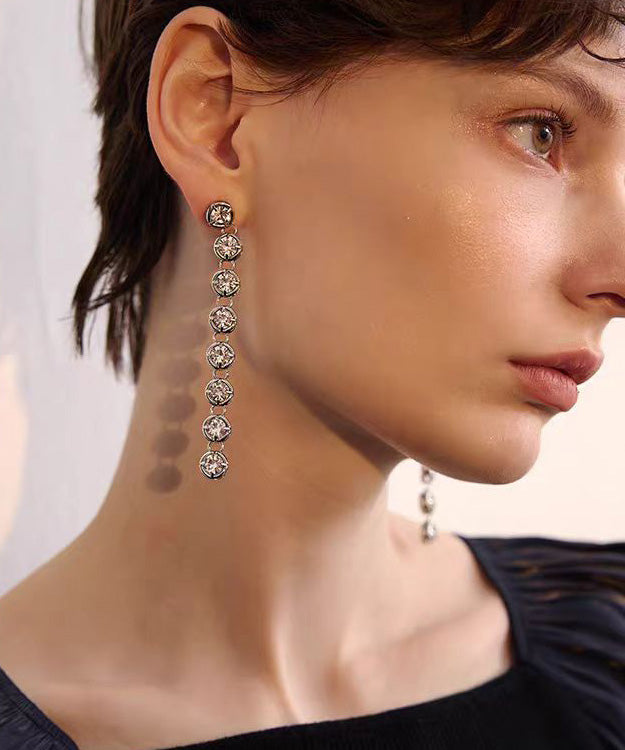 New Light Luxury Tassel Zircon Earrings