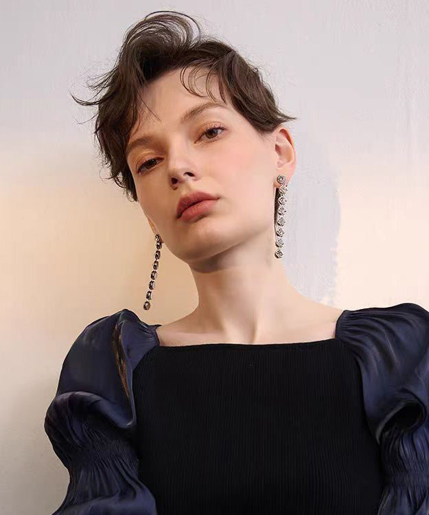 New Light Luxury Tassel Zircon Earrings