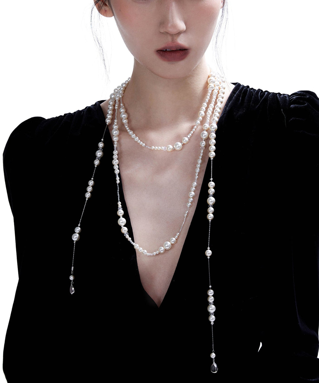 New Pearl Layering Alloy Long Necklace