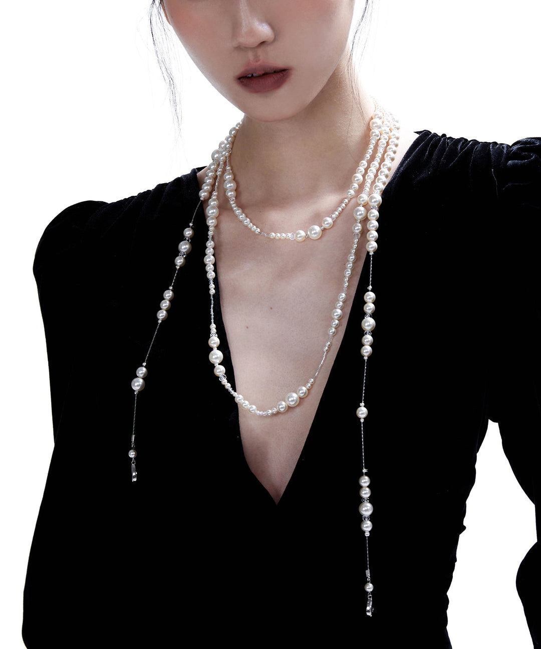 New Pearl Layering Alloy Long Necklace