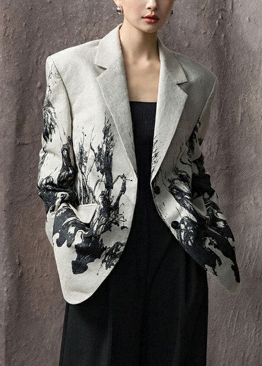 New Peter Pan Collar Print Button Cotton Suit Coats Fall