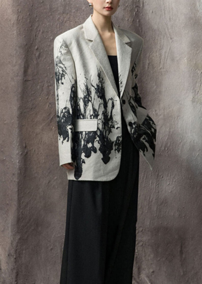 New Peter Pan Collar Print Button Cotton Suit Coats Fall