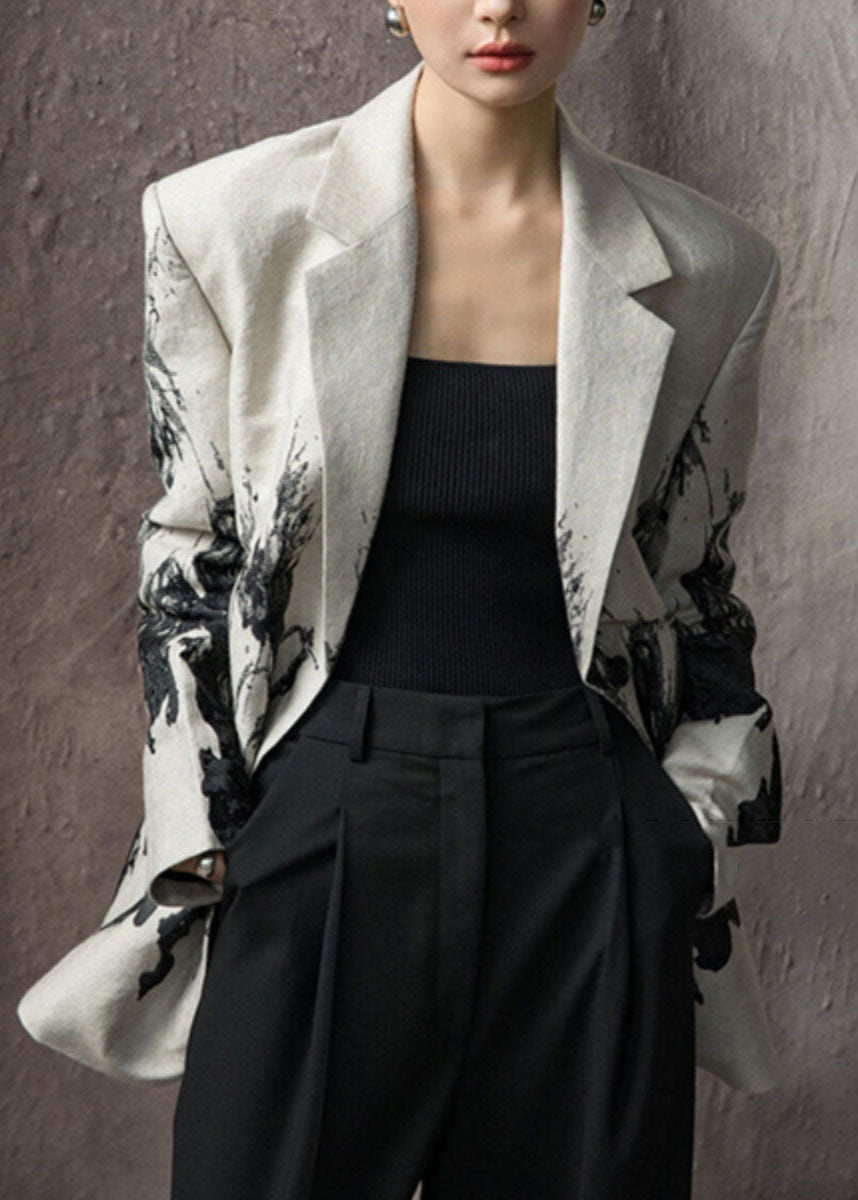New Peter Pan Collar Print Button Cotton Suit Coats Fall