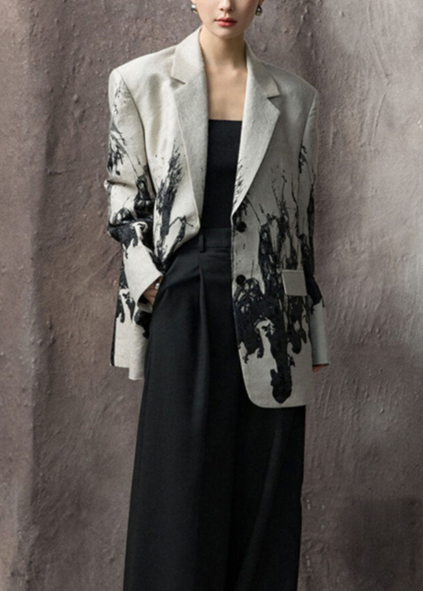 New Peter Pan Collar Print Button Cotton Suit Coats Fall