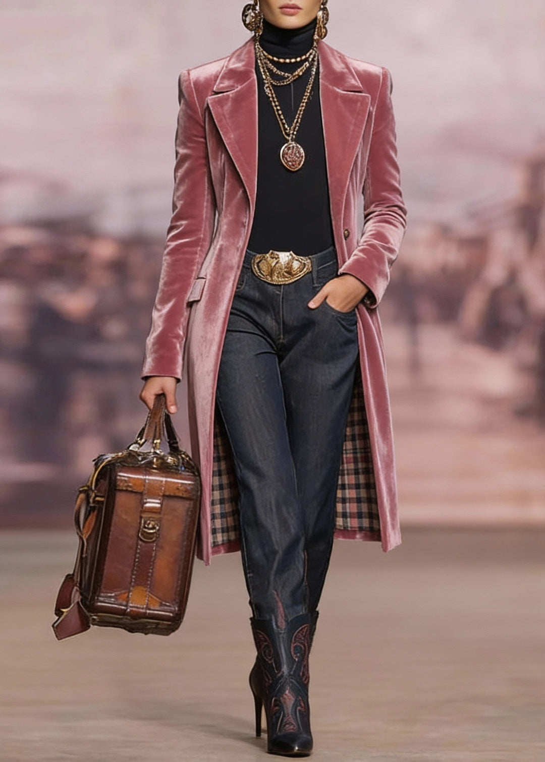 New Pink Peter Pan Collar Pockets Velvet Suit Coat Spring