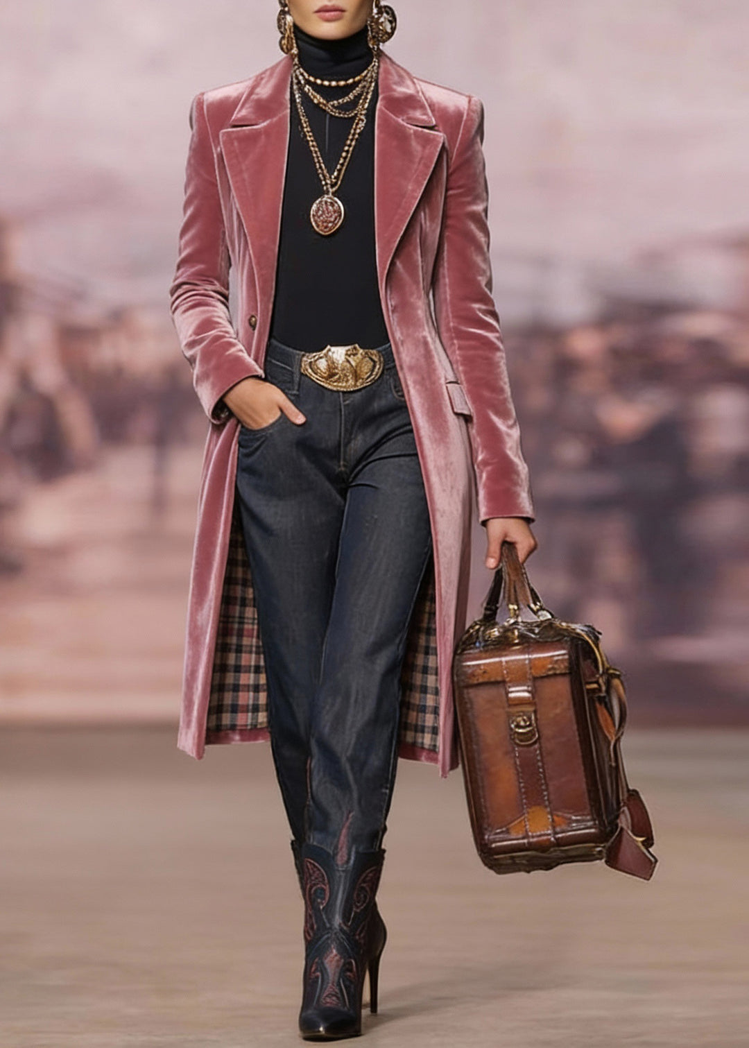 New Pink Peter Pan Collar Pockets Velvet Suit Coat Spring