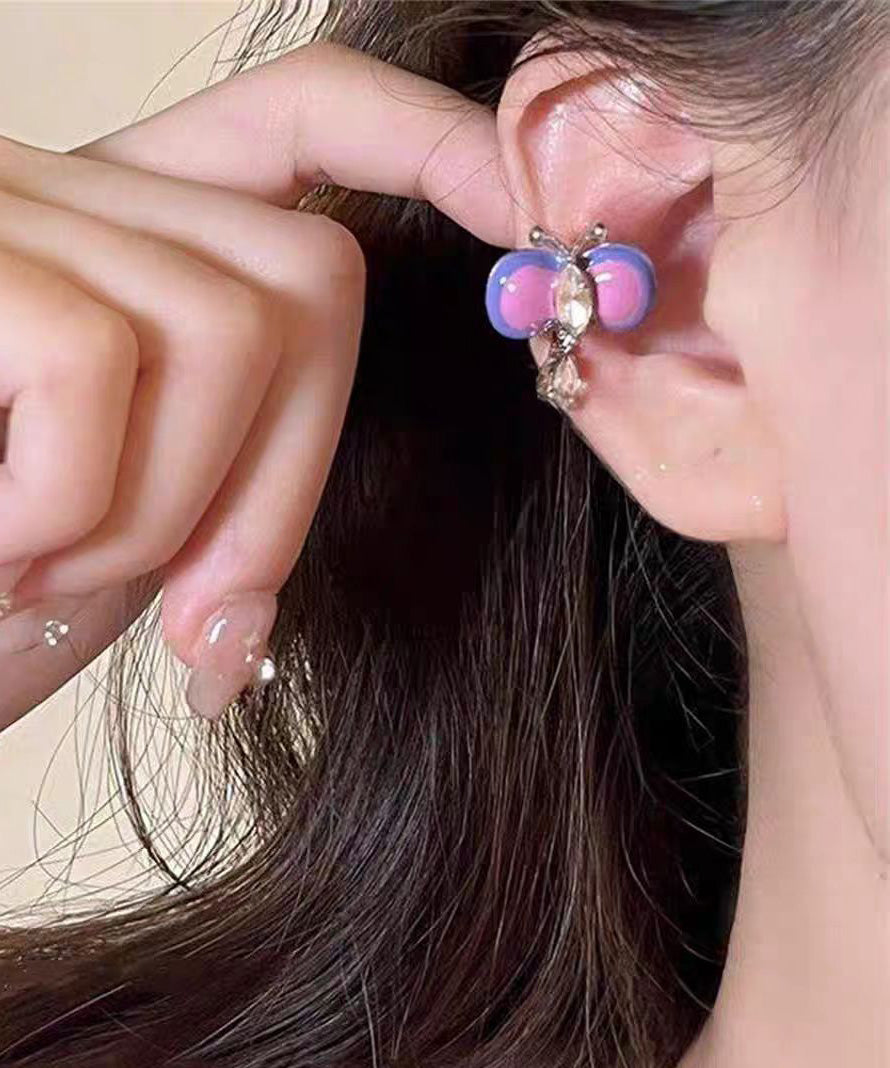 New Purple Butterfly Zircon Ear Bone Clip Earrings