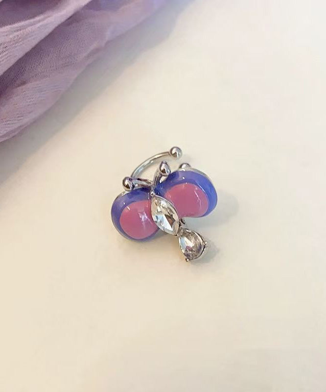 New Purple Butterfly Zircon Ear Bone Clip Earrings