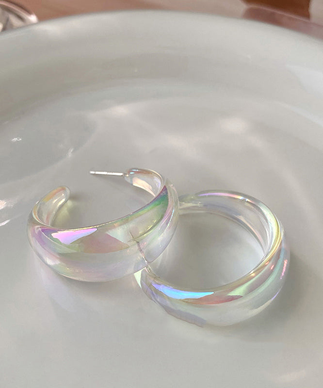 New Rainbow Acrylic Hoop Earrings