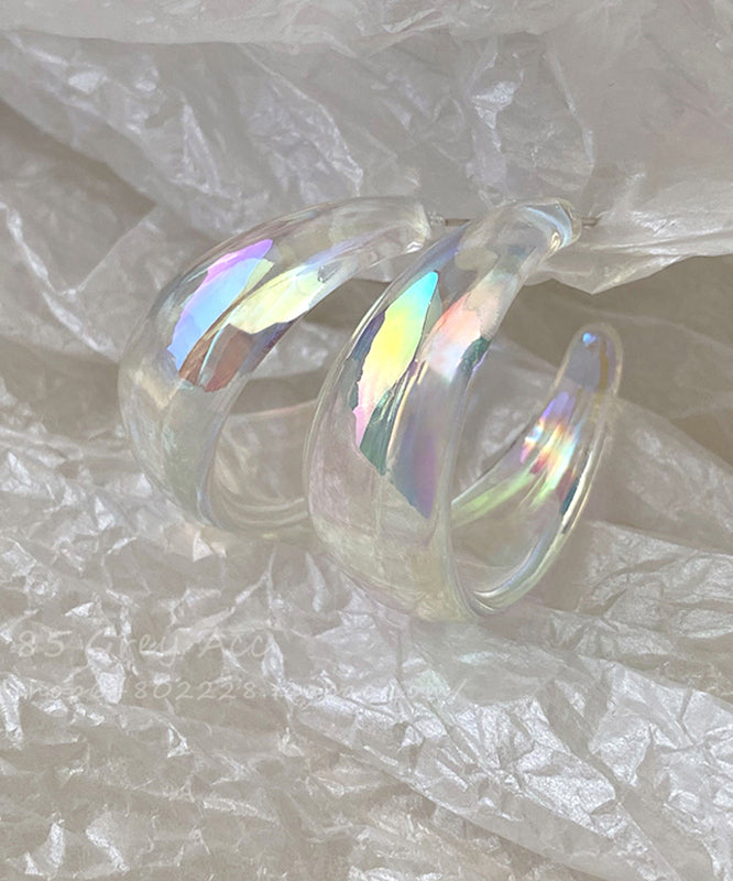 New Rainbow Acrylic Hoop Earrings