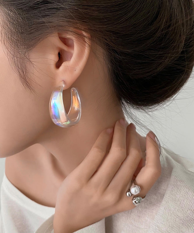 New Rainbow Acrylic Hoop Earrings