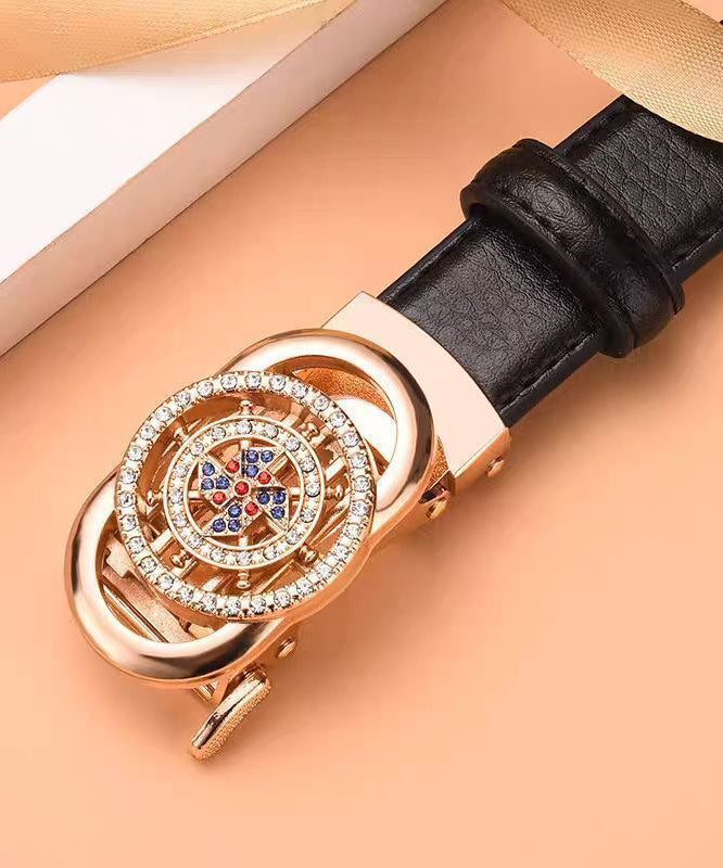 New Red Leather Alloy Zircon Watches
