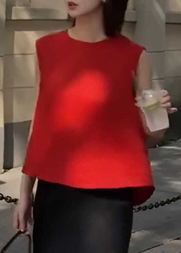 New Red O-Neck Wear On Both Sides Solid Tank Summer