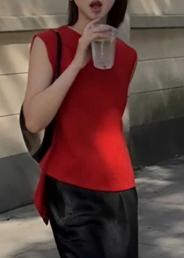 New Red O-Neck Wear On Both Sides Solid Tank Summer