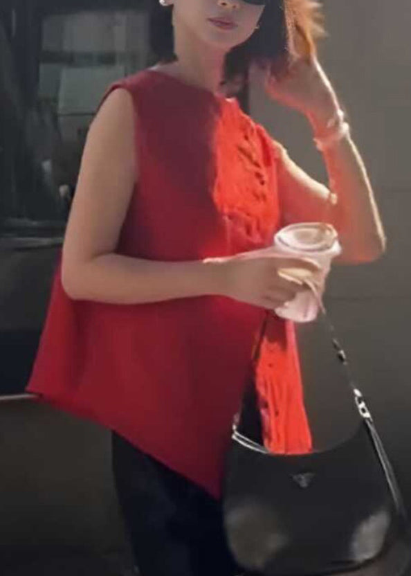 New Red O-Neck Wear On Both Sides Solid Tank Summer
