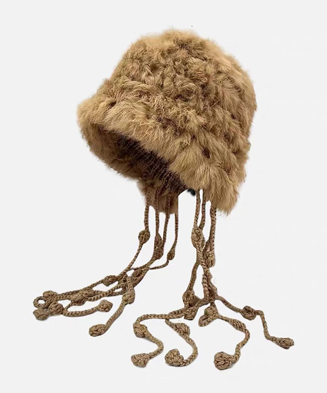 New Red Rabbit Fur Knitted Warm Ear Protection Tassel Hat