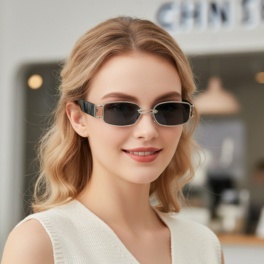 New Red Square Framed Metal Unisex Sunglasses