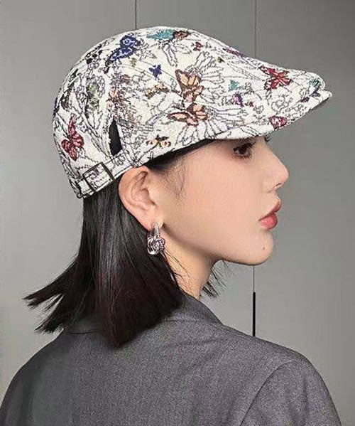 New Retro Black Butterfly Embroidery Beret Hat