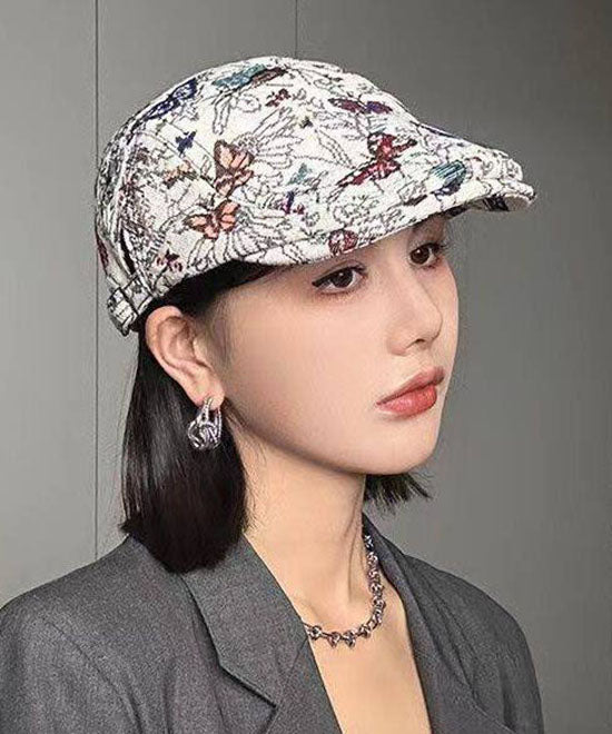 New Retro Black Butterfly Embroidery Beret Hat