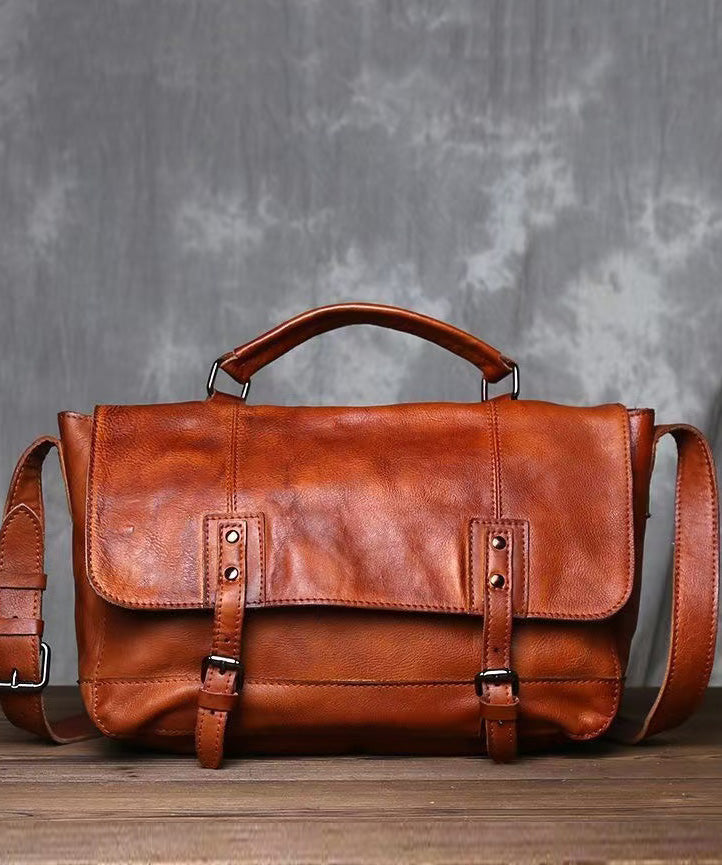 New Retro Brown Solid Durable Leather Messenger Bag