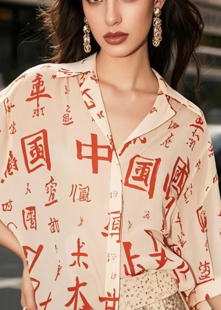 New Retro Chinese Character Chiffon Shirts Spring