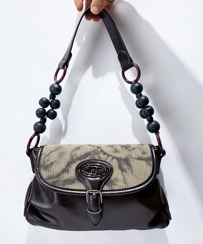 New Retro Chocolate Ink Wash Painting Faux Leather Shoulder Bags